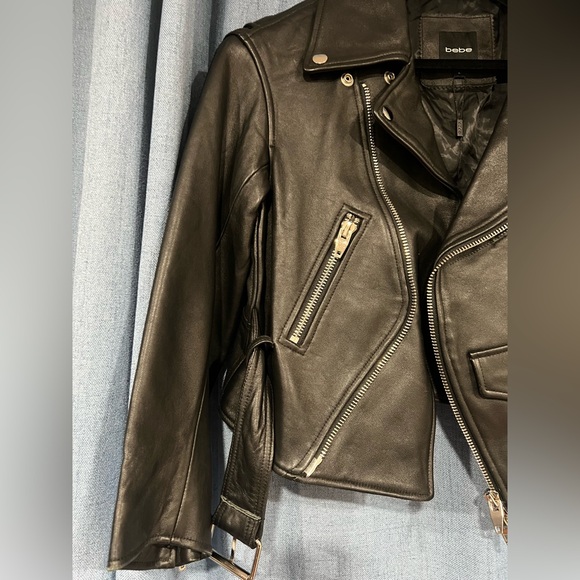 Bebe black bovine Leather Biker Jacket ((please read the description)) - Picture 2 of 16